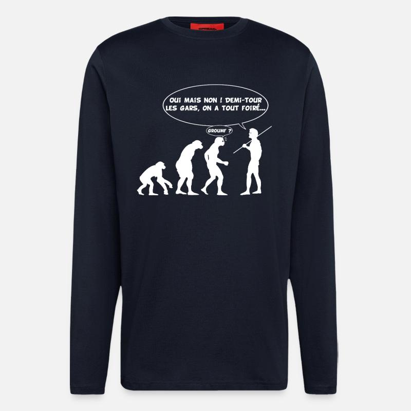 Evolutionsfehler (weiß) - Langarmshirt - made by SPREAD  - DARK NAVY