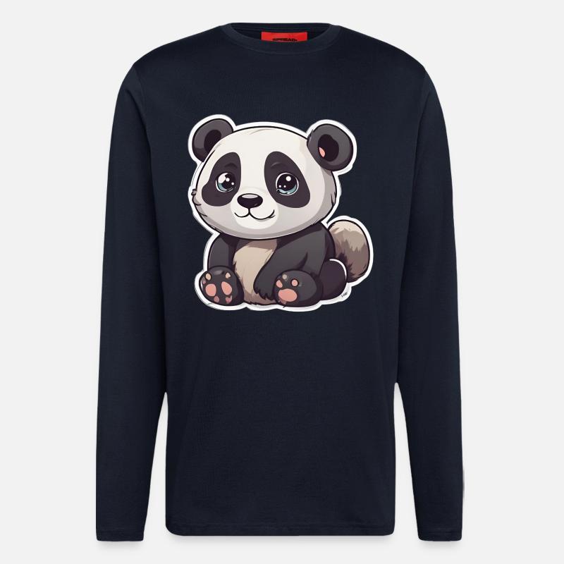 Süßer Panda mit großen Augen - Langarmshirt - made by SPREAD  - DARK NAVY