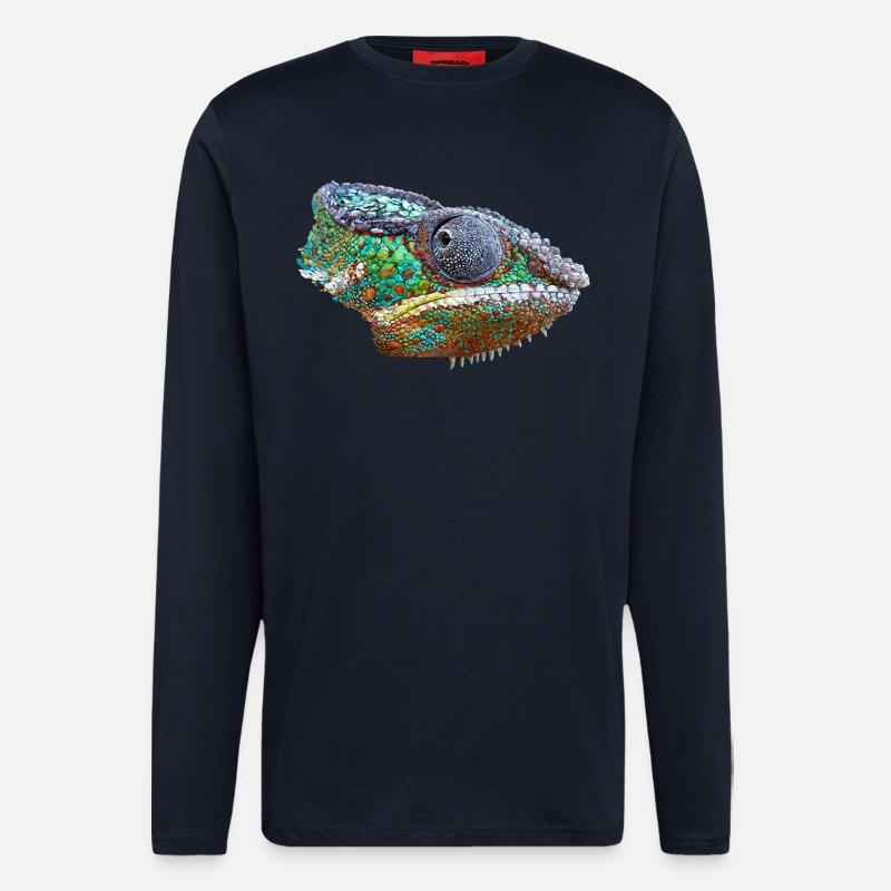 Bunte Chamäleon Illustration - Langarmshirt - made by SPREAD  - DARK NAVY