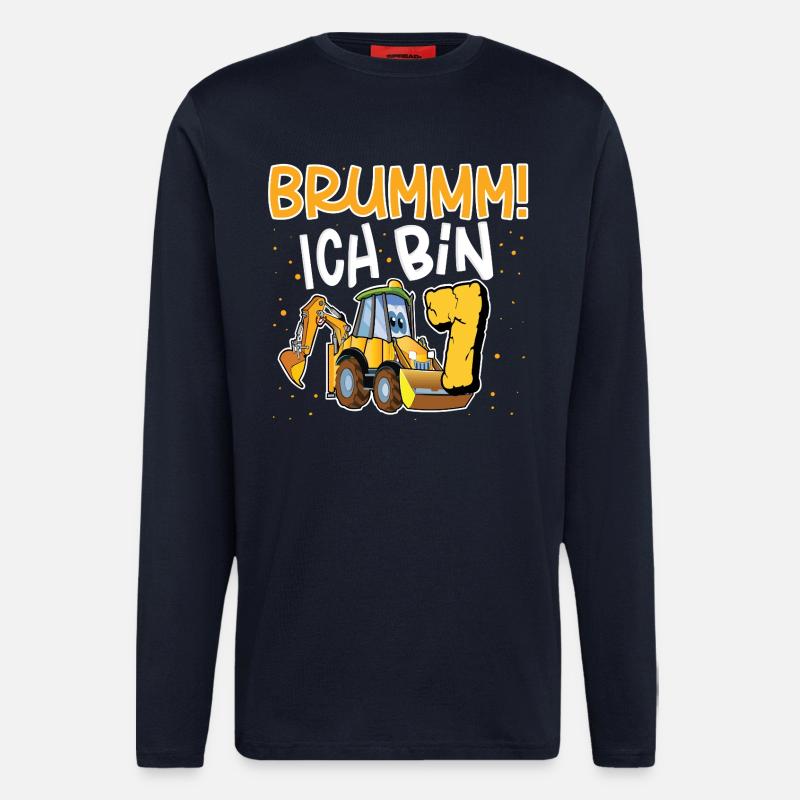 7th Birthday Excavator - Longsleeve - made by SPREAD  - DARK NAVY