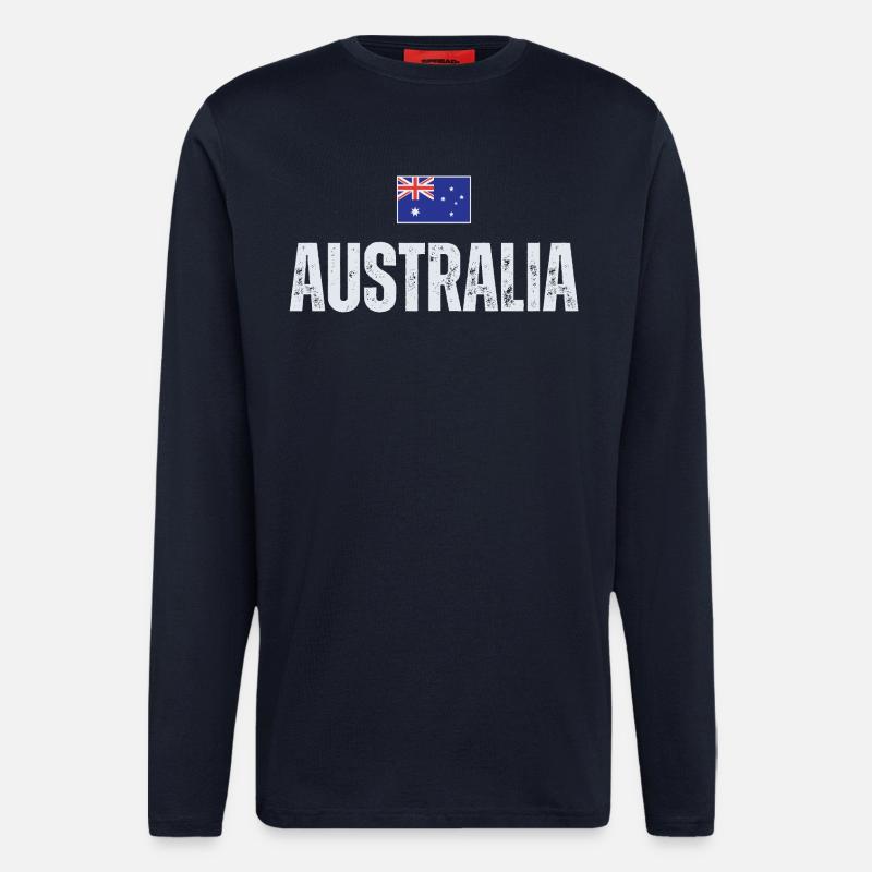 Flag Australia, j’adore l’Australie - Manches longues bio décontracté fabriqué en UE - DARK NAVY