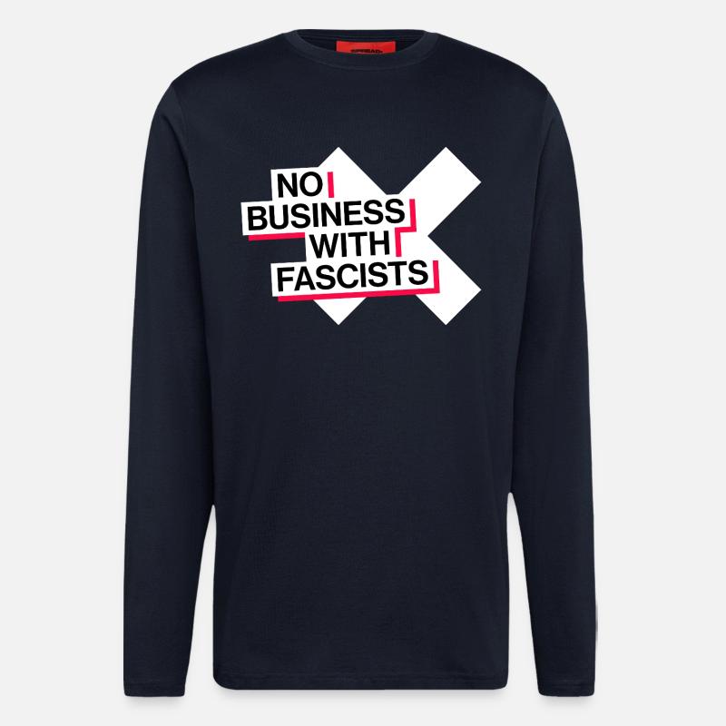 PAS D’AFFAIRES AVEC LES FASCISTES - Manches longues bio décontracté fabriqué en UE - DARK NAVY
