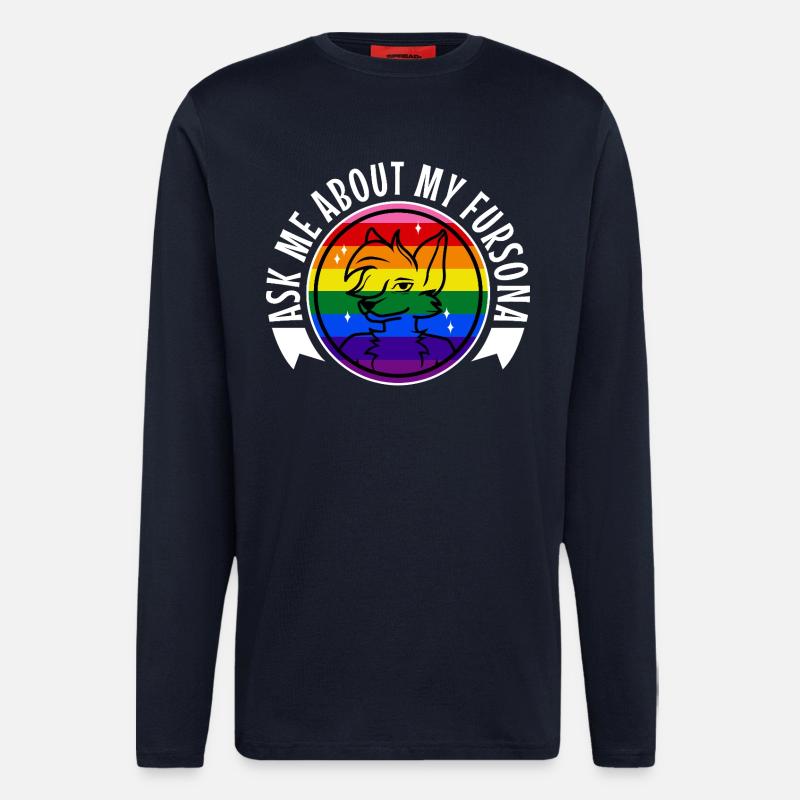 Ask me about my Fursona - Langarmshirt - made by SPREAD  - DARK NAVY