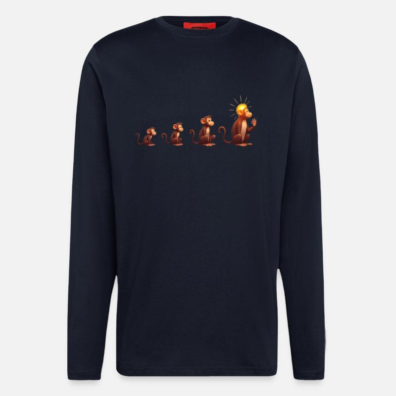Evolution of sun-headed monkeys - Longsleeve - made by SPREAD  - DARK NAVY