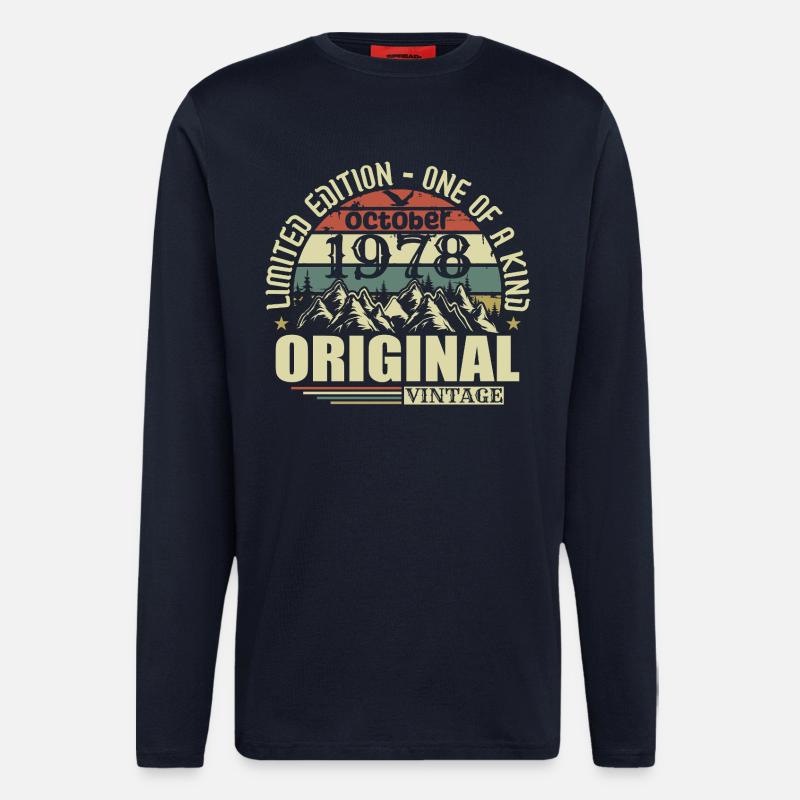 october 1978 - 47th birthday gift october - Longsleeve - made by SPREAD  - DARK NAVY