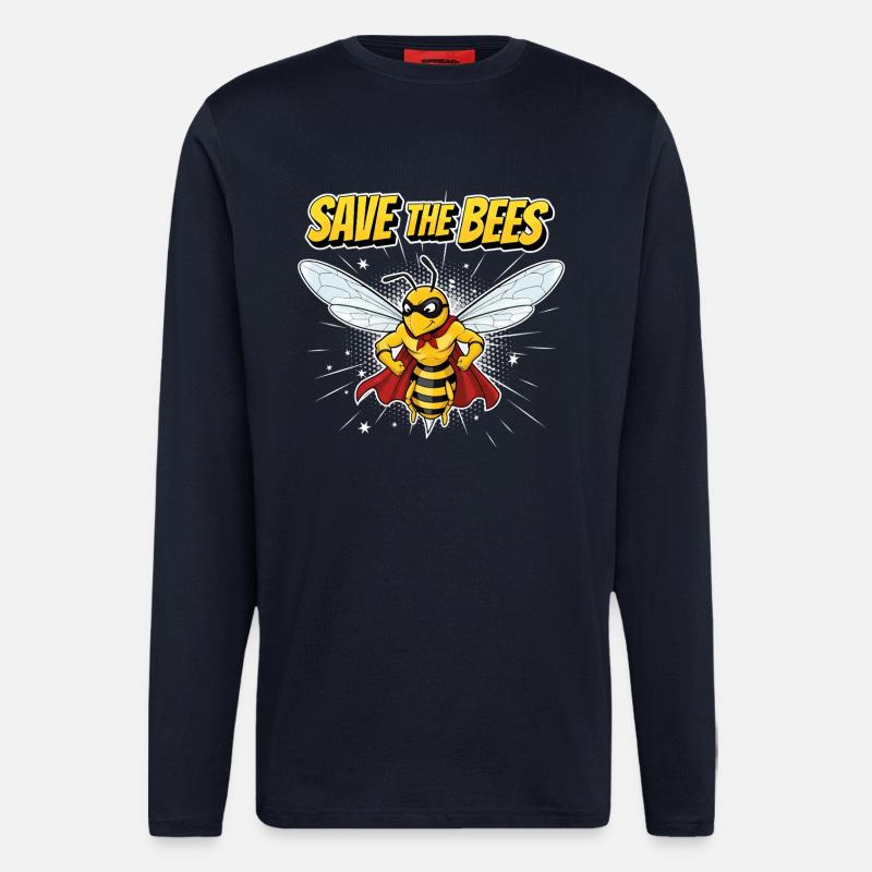 Comic Biene Heldenmotto - Langarmshirt - made by SPREAD - DARK NAVY