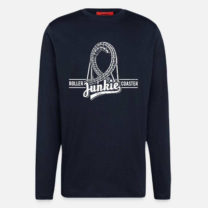 Rollercoaster Junkie - Roller Coaster - Looping - Longsleeve - made by SPREAD - DARK NAVY