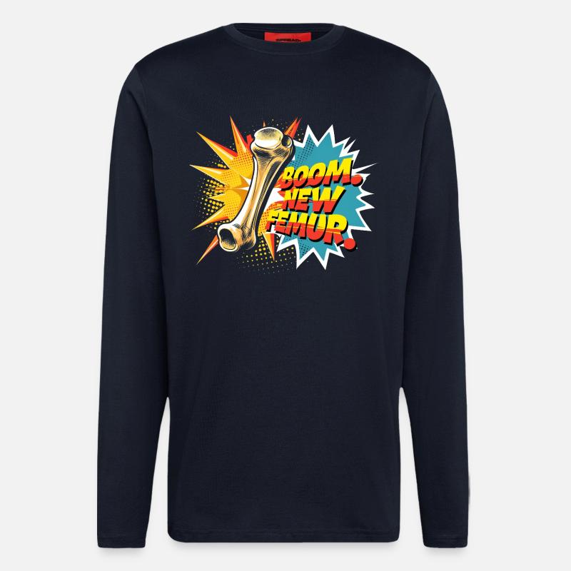 Beinbruch Gebrochener Oberschenkel - Langarmshirt - made by SPREAD - DARK NAVY
