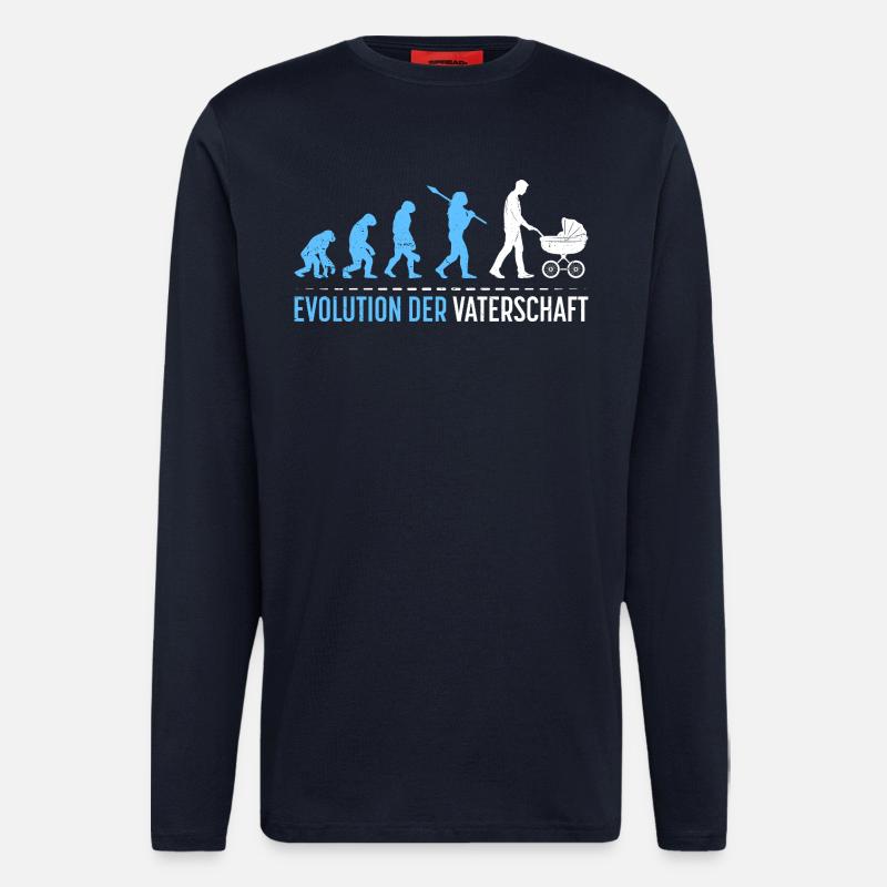 Werdender Vater EVOLUTION DER VATERSCHAFT Lustig - Langarmshirt - made by SPREAD  - DARK NAVY