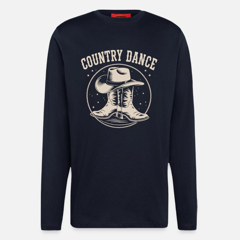 Conception de danse country - Manches longues bio décontracté fabriqué en UE - DARK NAVY