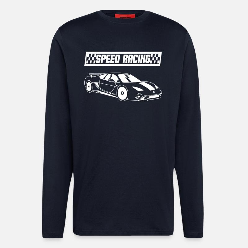 Voiture de course blanche - Manches longues bio décontracté fabriqué en UE - DARK NAVY