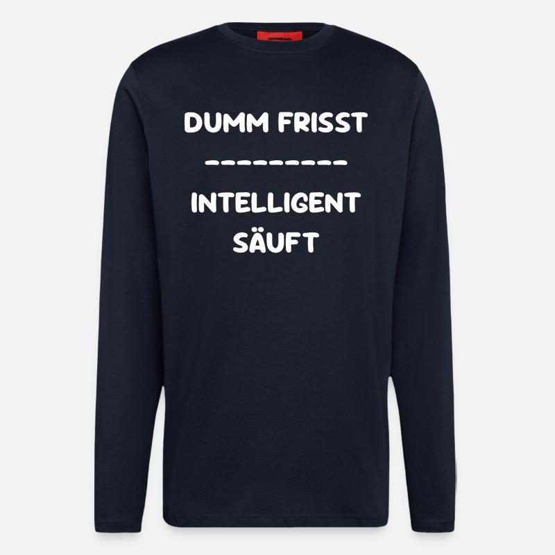 Stupid Eats - Boissons intelligentes - Manches longues bio décontracté fabriqué en UE - DARK NAVY