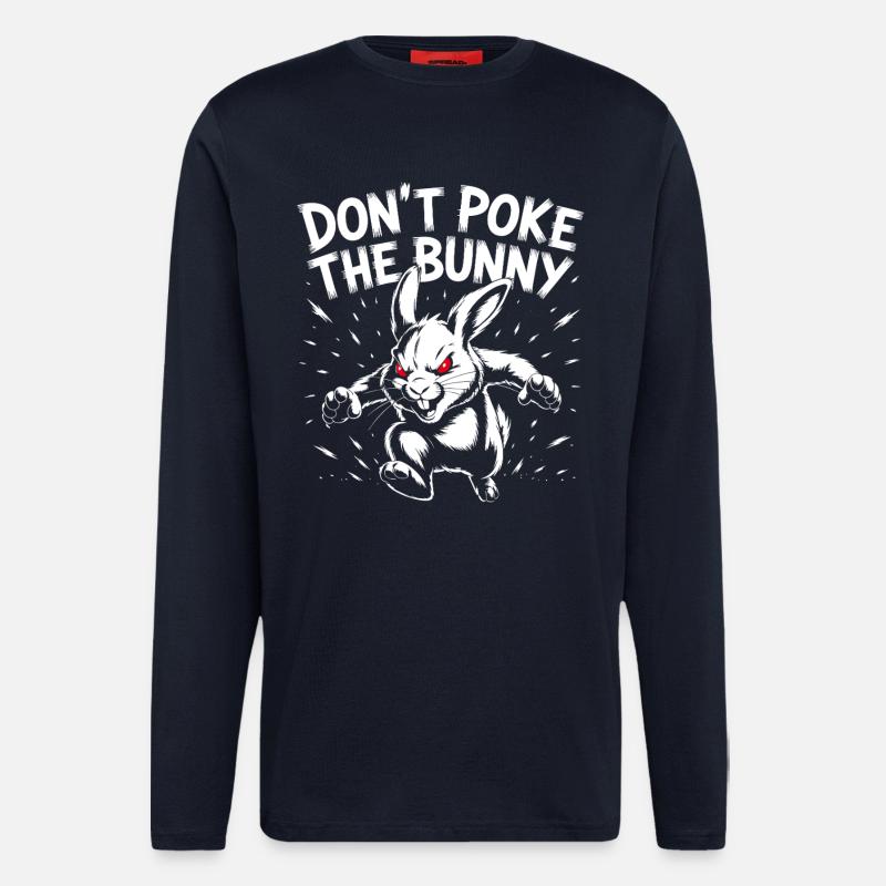 Wütender Hasen-Print mit Kampfgeist - Manches longues bio décontracté fabriqué en UE - DARK NAVY