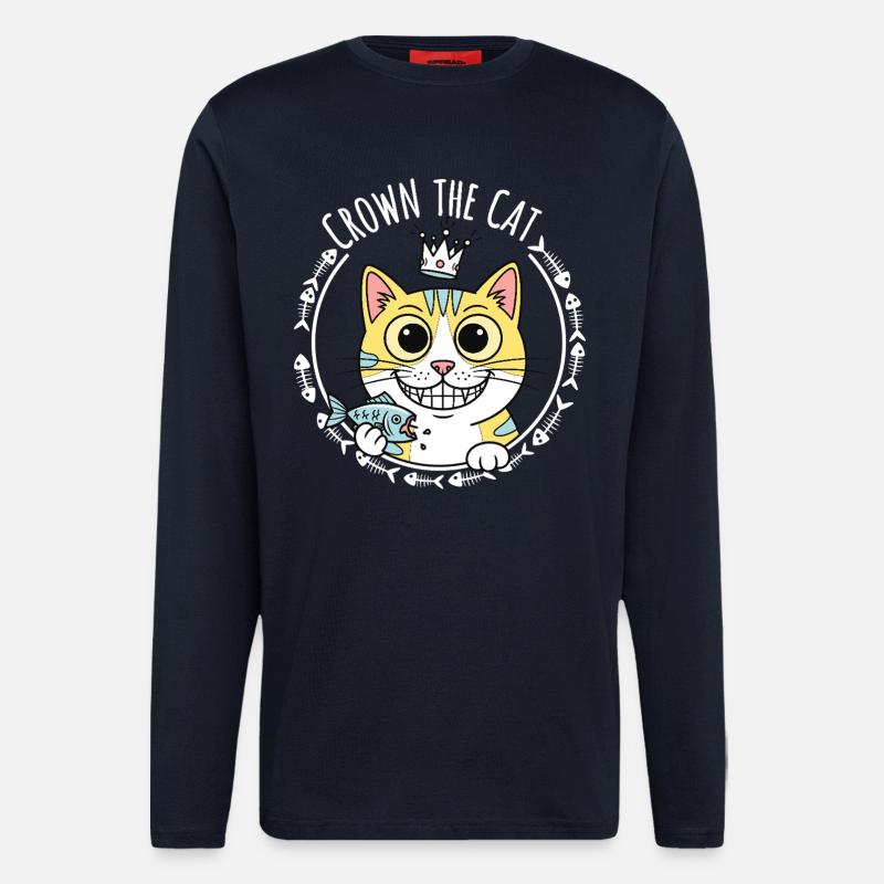 Crown the Cat: Regal Kitty - Longsleeve - made by SPREAD  - DARK NAVY