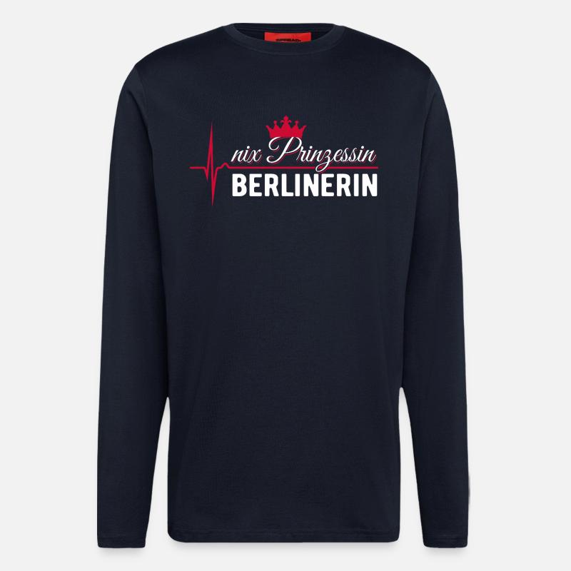 Nix Princess - Berliner - Cadeau ECG Pulse - Manches longues bio décontracté fabriqué en UE - DARK NAVY