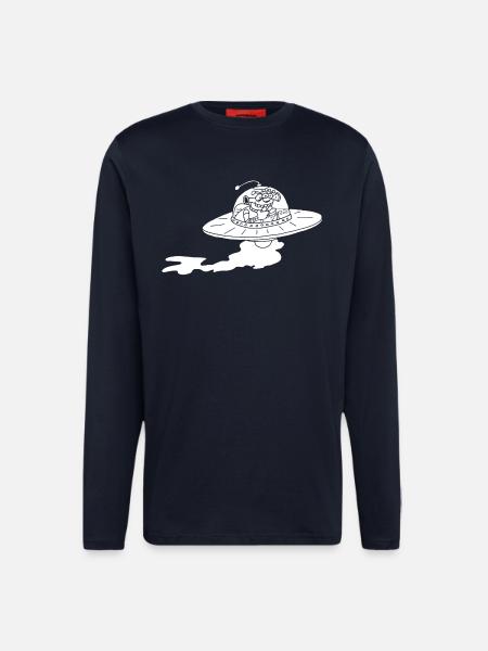 Alien Spaceship (White) - Longsleeve - made by SPREAD  - DARK NAVY