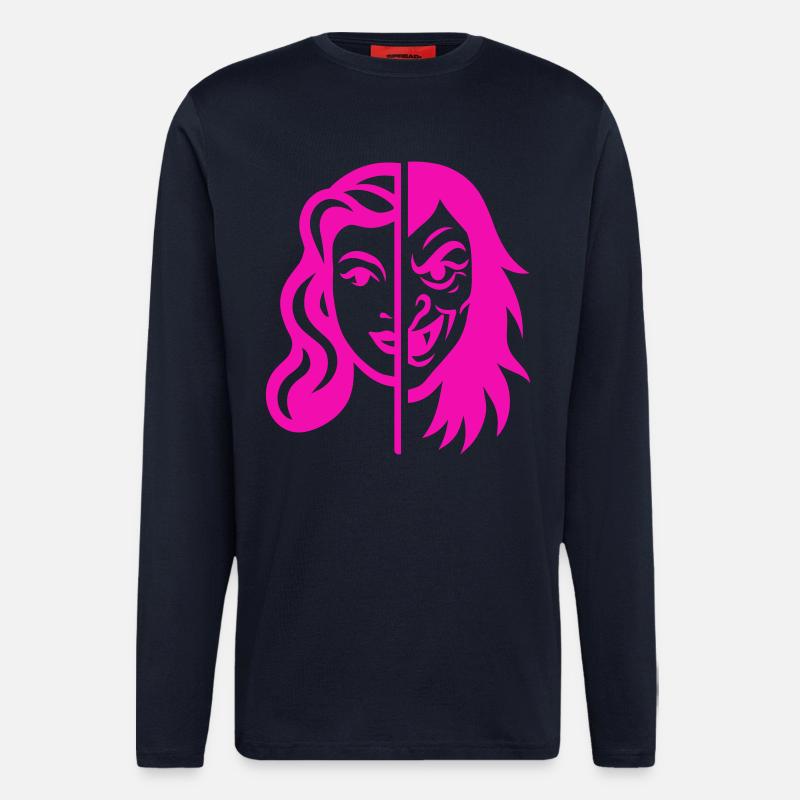 Split Face Contrast - Longsleeve - made by SPREAD  - DARK NAVY