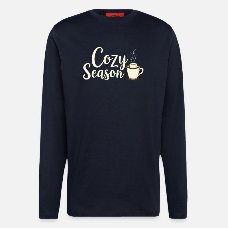 Boisson d’automne de saison douillette - Manches longues bio décontracté fabriqué en UE - DARK NAVY