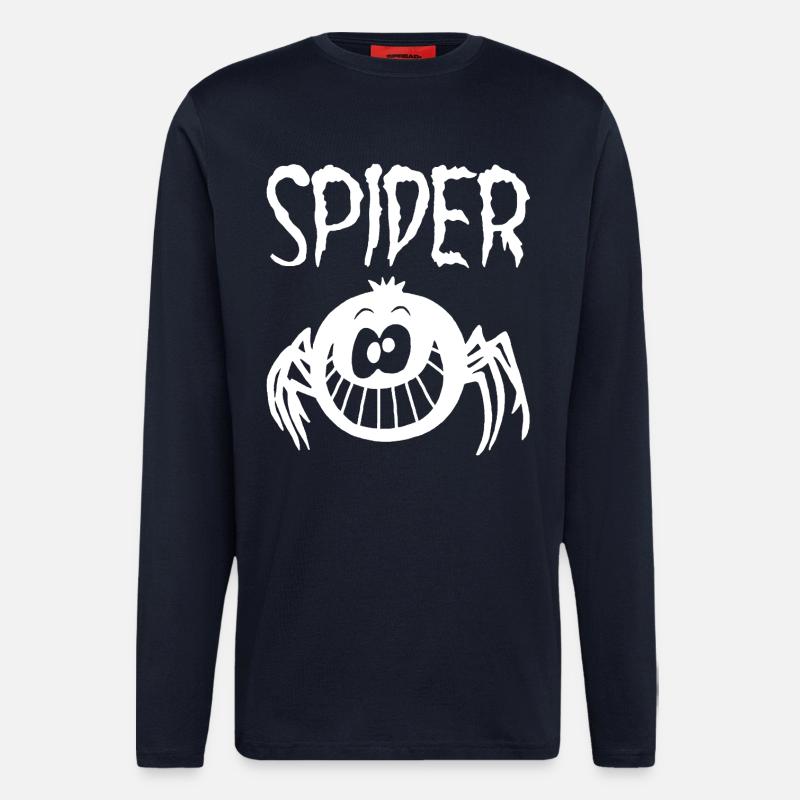 L'araignée blanche qui sourit - Manches longues bio décontracté fabriqué en UE - DARK NAVY