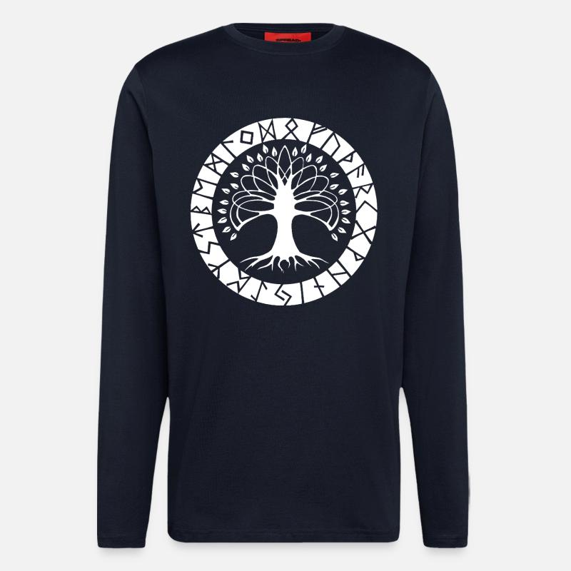 White Runic Tree - Longsleeve - made by SPREAD  - DARK NAVY