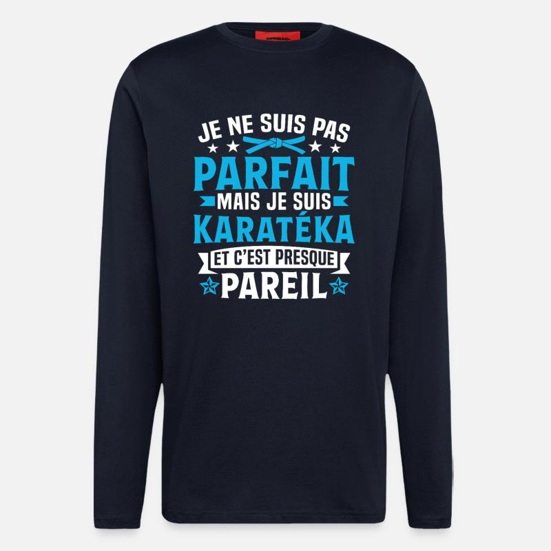 je suis karatéka cadeau karaté - Manches longues bio décontracté fabriqué en UE - DARK NAVY