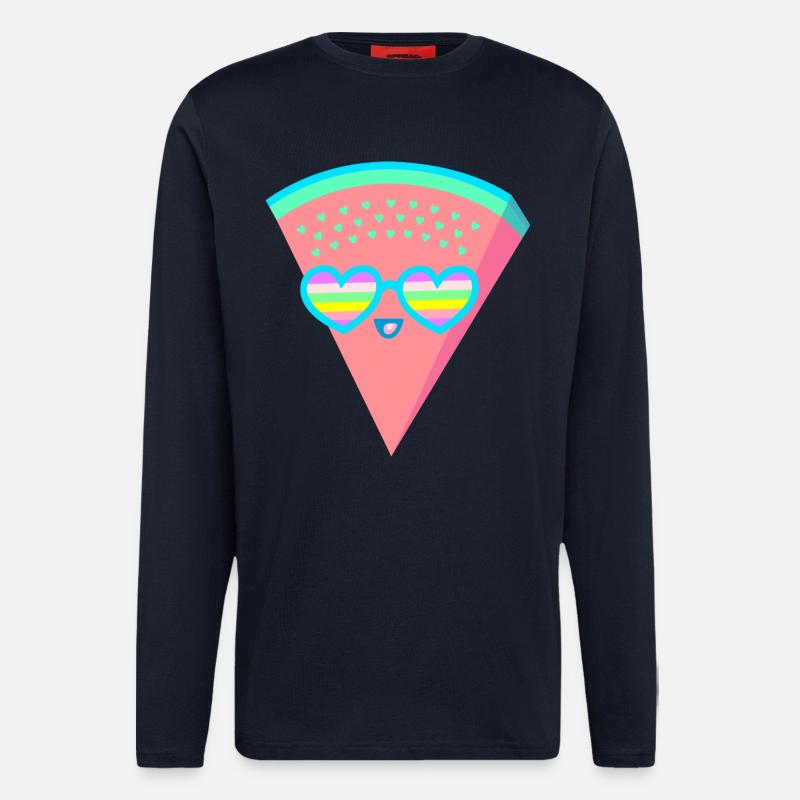 Coole Melone Herzsonnenbrille 80er 90er Retro - Langarmshirt - made by SPREAD  - DARK NAVY