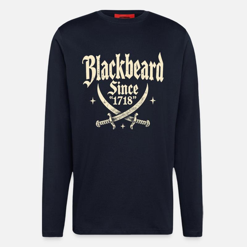 Blackbeard – Pirate Legend 1718 - Longsleeve - made by SPREAD  - DARK NAVY