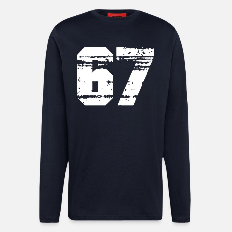 Nummer 67 in Schwarz-Weiß-Kontrast - Langarmshirt - made by SPREAD  - DARK NAVY