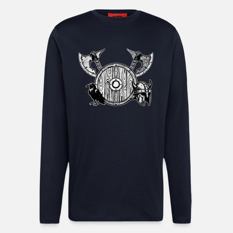 Nordic Axe and Shield - Longsleeve - made by SPREAD  - DARK NAVY