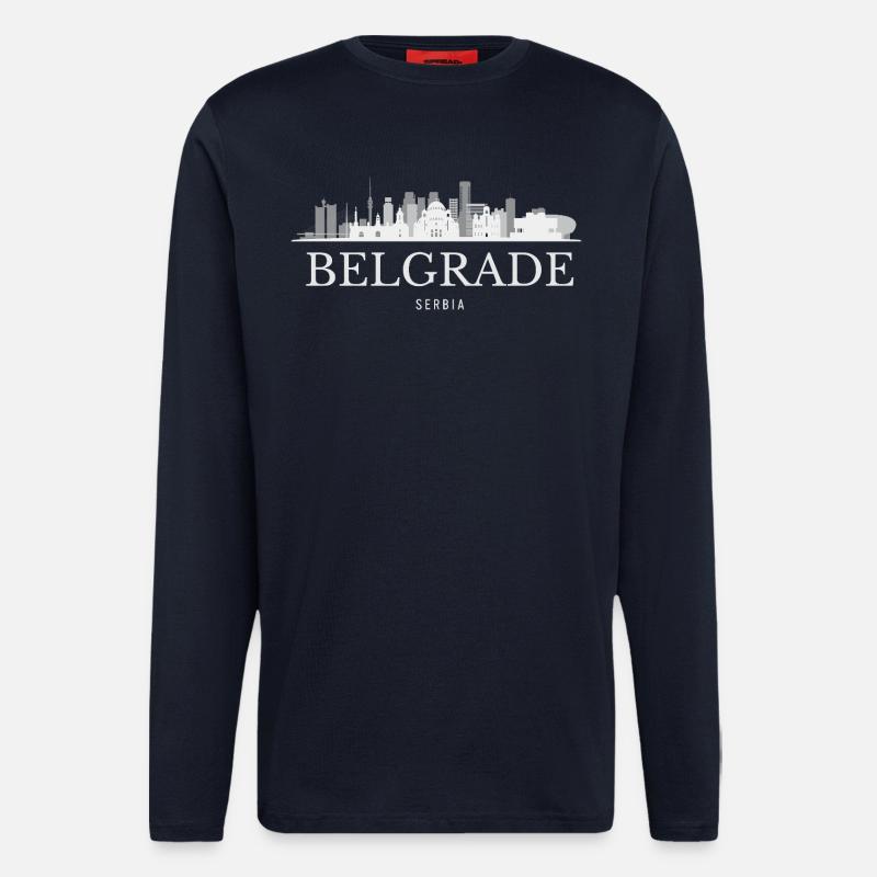 Belgrader Skyline, Belgrad, Serbien - Langarmshirt - made by SPREAD  - DARK NAVY