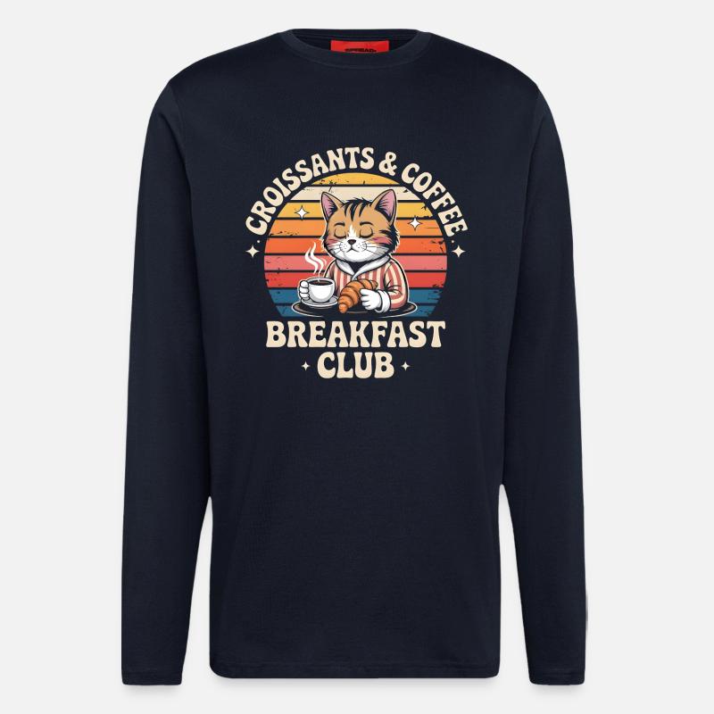 Cat Brunch Retro Café - Longsleeve - made by SPREAD  - DARK NAVY