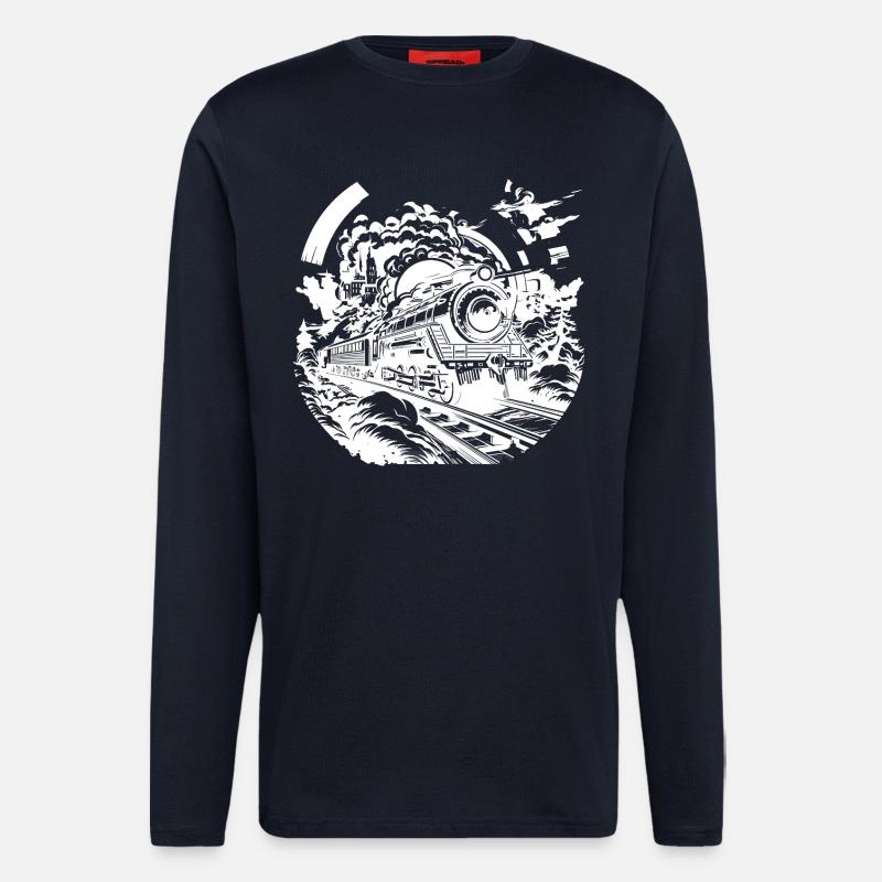 Eisenbahn Skizze - Langarmshirt - made by SPREAD - DARK NAVY