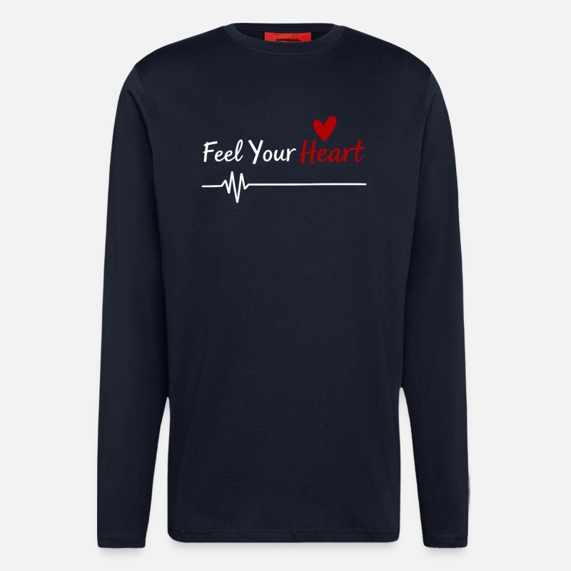 Feel Your Heart Statement Saying - Longsleeve - made by SPREAD - DARK NAVY