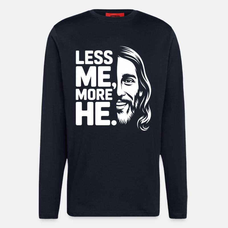 Moins moi plus Il Foi chrétienne - Manches longues bio décontracté fabriqué en UE - DARK NAVY