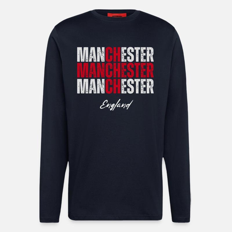 Manchester England, British Pride - Longsleeve - made by SPREAD  - DARK NAVY