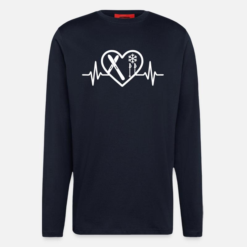 Ski Herz Ski Schneeflockenstöcke - Langarmshirt - made by SPREAD  - DARK NAVY
