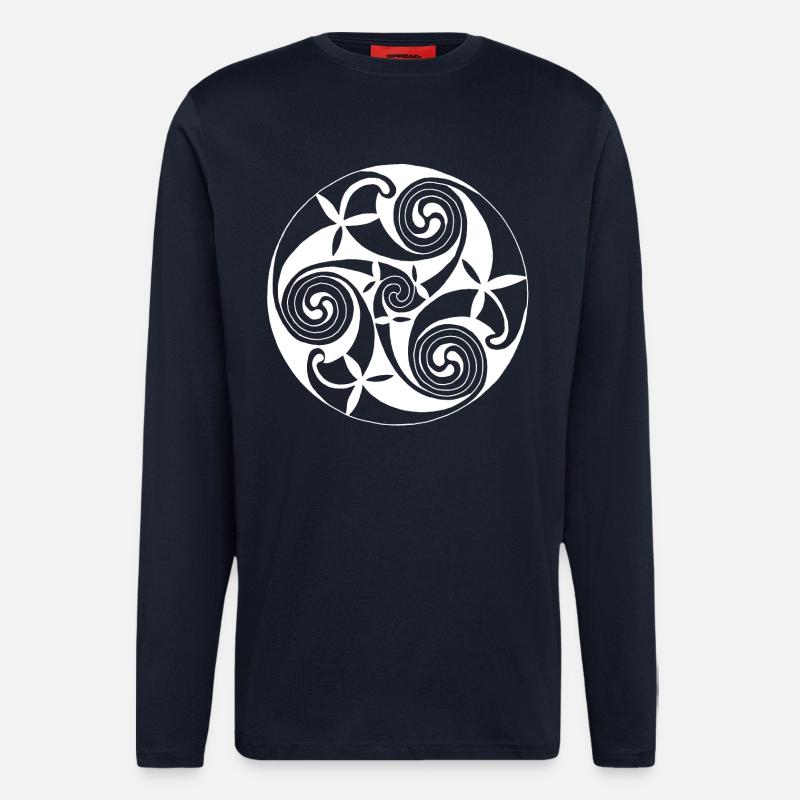 Symbole celte de la nature - Manches longues bio décontracté fabriqué en UE - DARK NAVY