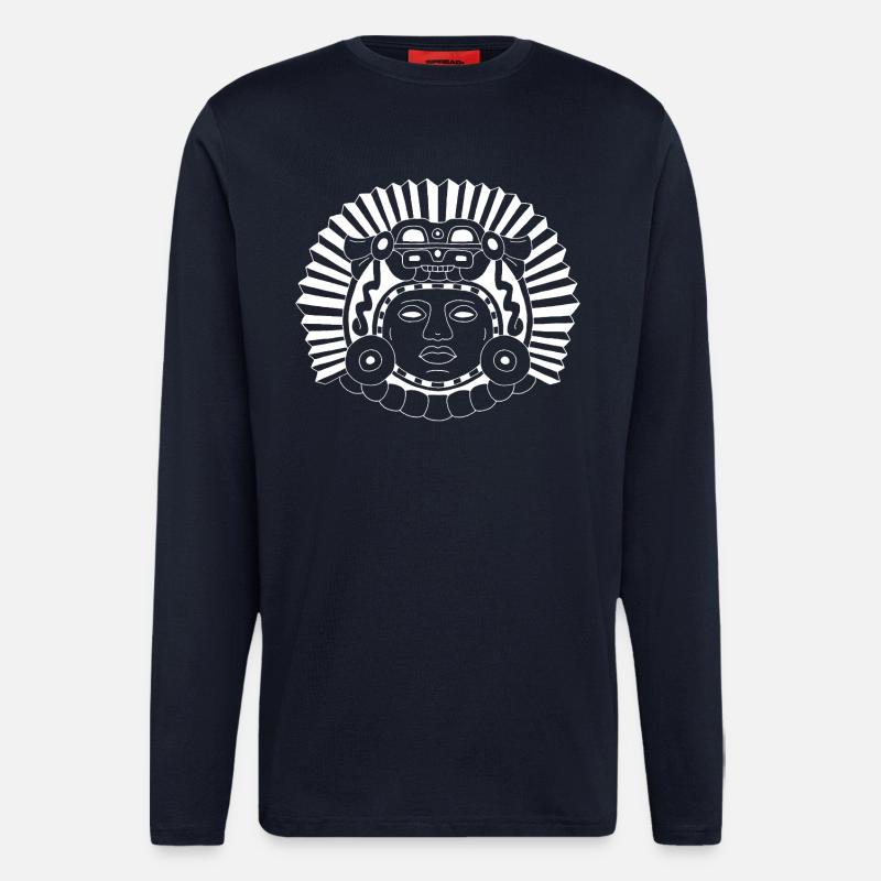 Aztekischer Drachenkönig (Weiß) - Langarmshirt - made by SPREAD  - DARK NAVY