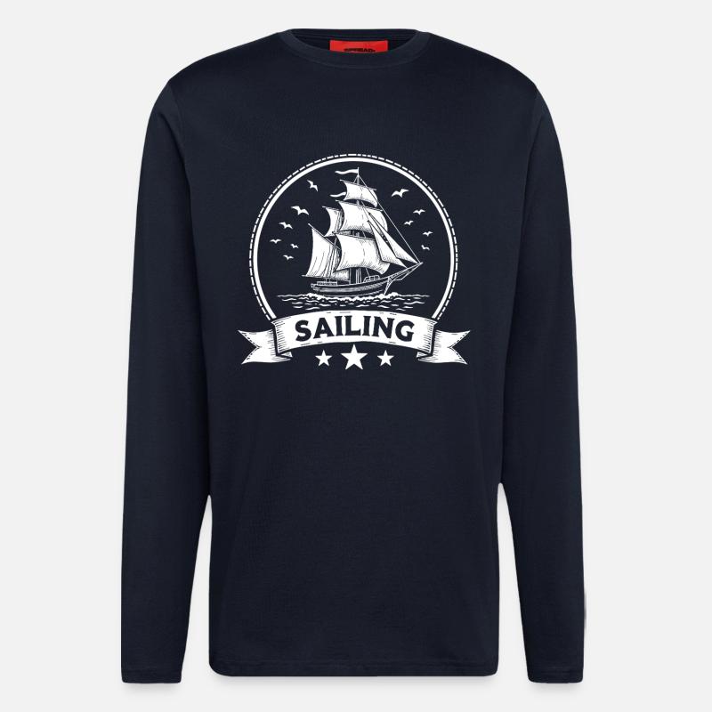 Sailing Sailing Ship Maritim Ahoy - Longsleeve - made by SPREAD  - DARK NAVY