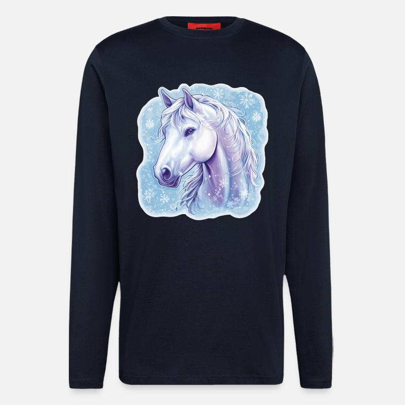 Pferd Schneeflocken  - Langarmshirt - made by SPREAD  - DARK NAVY