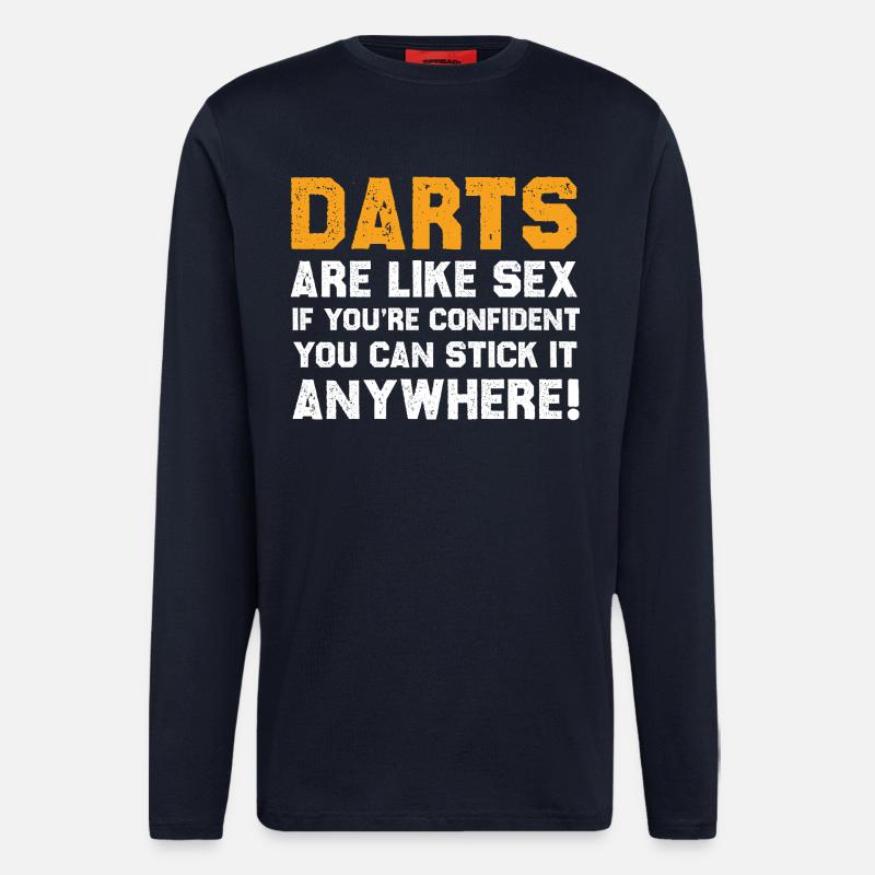 Drôle de fléchettes citation chemise - Manches longues bio décontracté fabriqué en UE - DARK NAVY