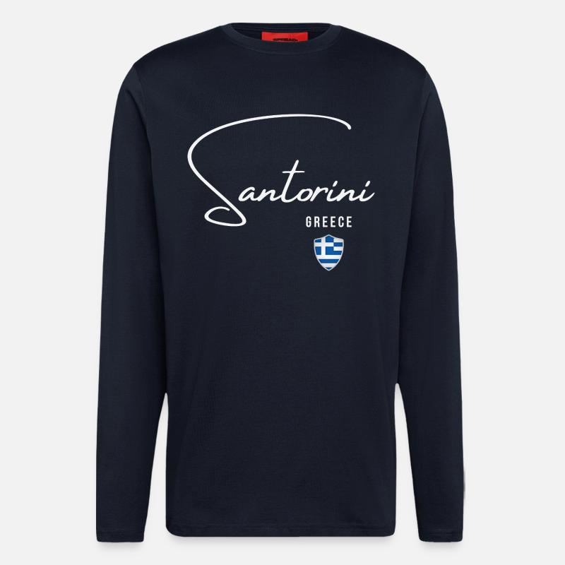 Elegantes Design Santorini, Santorini-Souvenir - Langarmshirt - made by SPREAD  - DARK NAVY