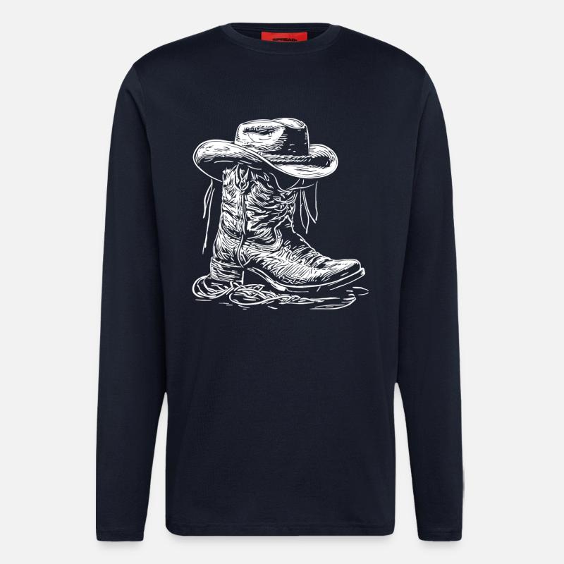 Western Stiefel Linienbild - Langarmshirt - made by SPREAD  - DARK NAVY