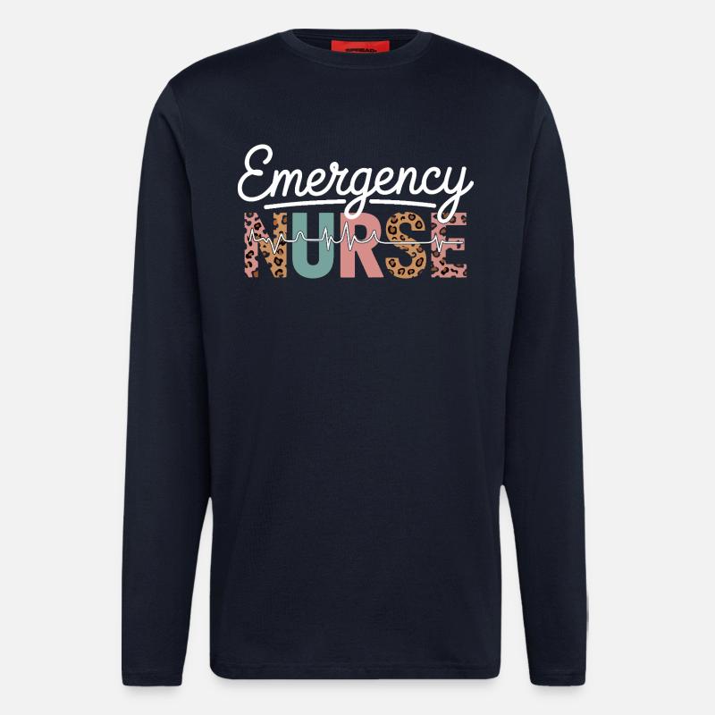 Emergency Nurse Leopard Print - Langarmshirt - made by SPREAD  - DARK NAVY