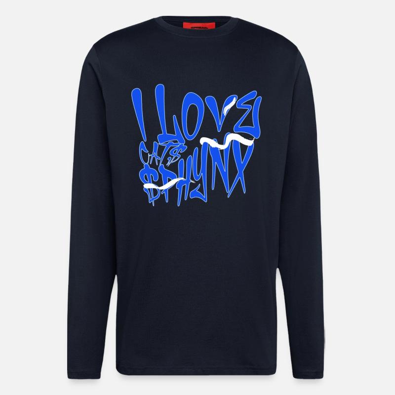I Love Sphynx Cats Graffiti - Langarmshirt - made by SPREAD  - DARK NAVY