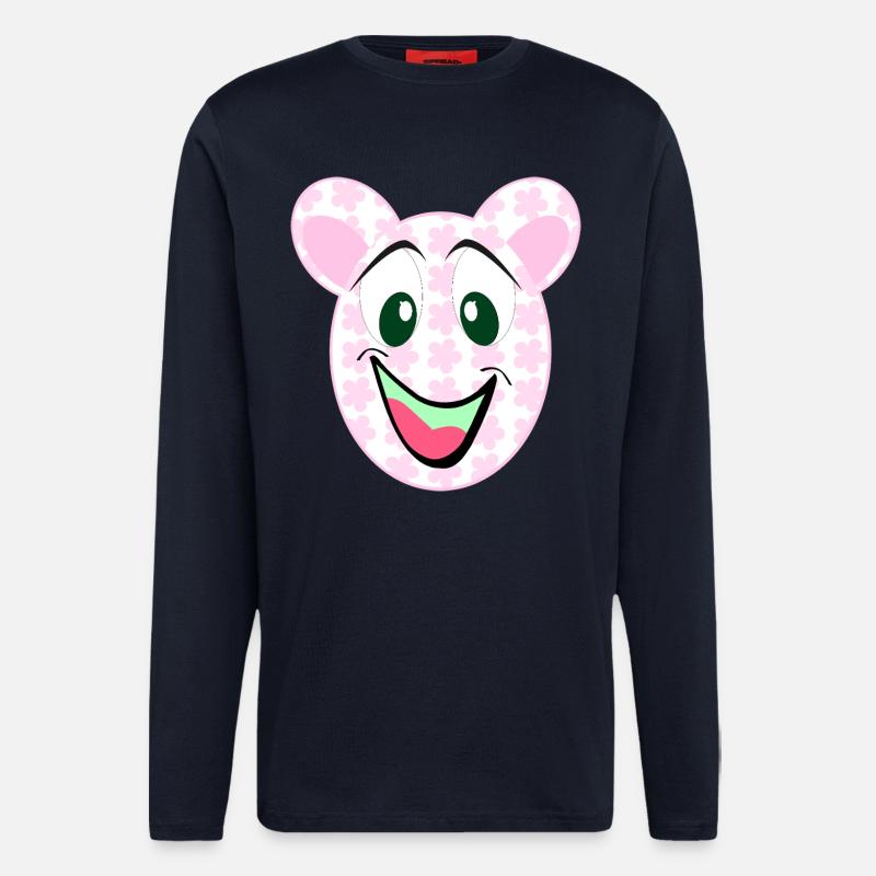 Bär Blumenmuster Lächeln - Langarmshirt - made by SPREAD  - DARK NAVY