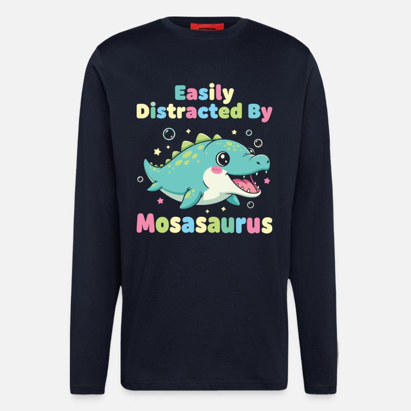 Kawaii Easily Distracted By Mosasaurus - Longsleeve - made by SPREAD  - DARK NAVY