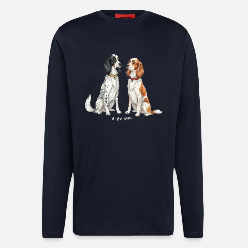 English Setter  Illustration - Langarmshirt - made by SPREAD  - DARK NAVY