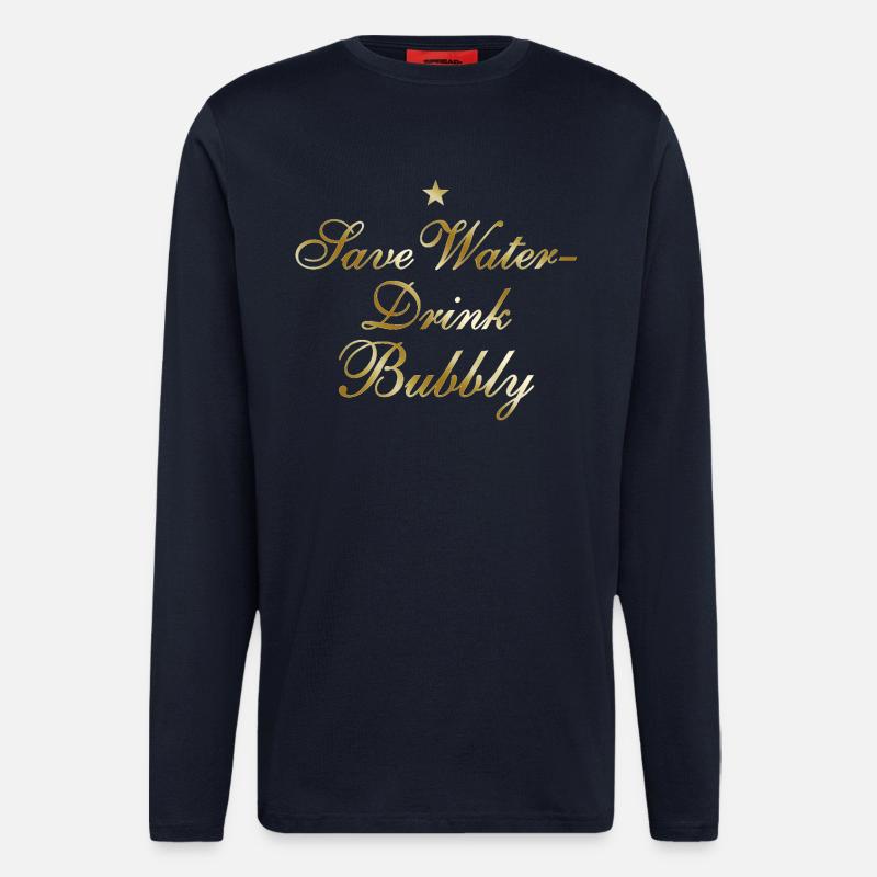 Save Water Drink Bubbly - Langarmshirt - made by SPREAD  - DARK NAVY