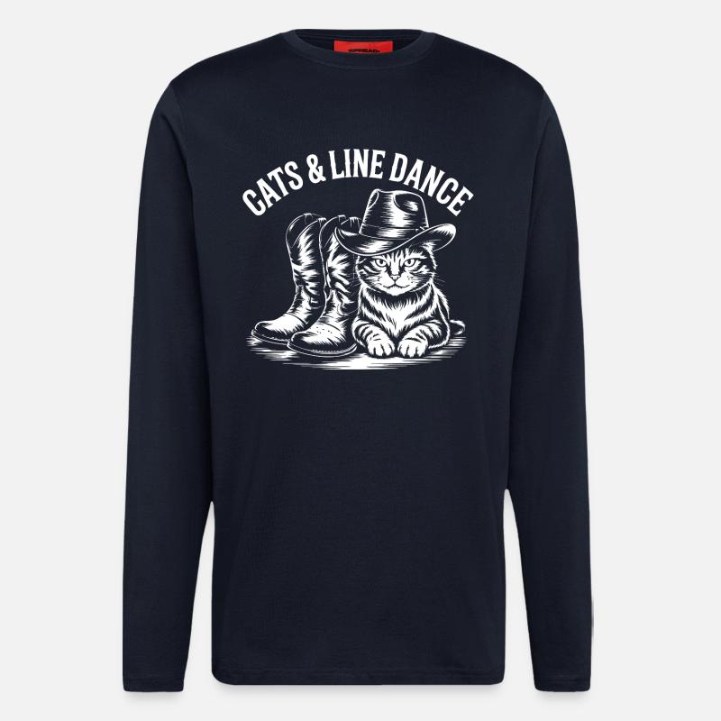 Cat Line Dance Cowboy - Longsleeve - made by SPREAD  - DARK NAVY